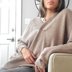 Aerie CozyUp Waffle Hooded Sweater